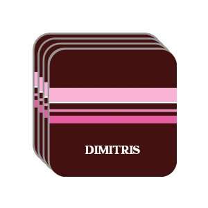 Personal Name Gift   DIMITRIS Set of 4 Mini Mousepad Coasters (pink 
