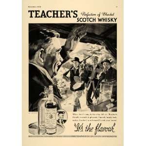 1938 Ad Teachers Scotch Whisky Turkey Hunting Rifle   Original Print 