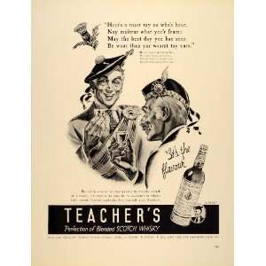 1939 Ad Teacher & Sons Scotch Whisky Scottish Toast Men 