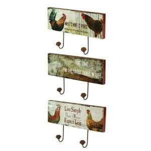  Rooster and Hen Wall Plaque Hangers, Set of 3