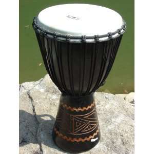  24X12 Djembe Drum Line Carved Hand Drum: Musical 