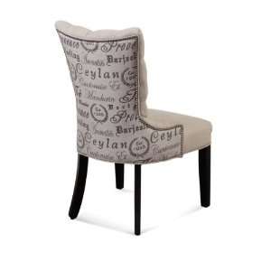  Bassett Mirror Co. Borghese Wood Leg Tufted Script Chair 