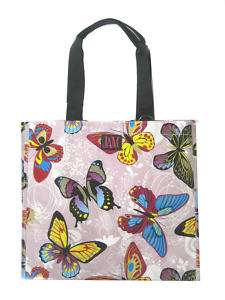 JOANN MARIE POLY UTILITY TOTE SHOPPING BAG BUTTERFLY  