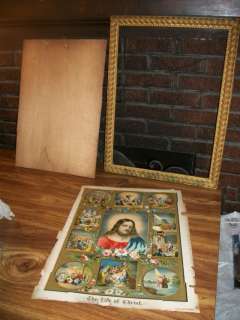 1881 THE LIFE OF CHRIST LITHO and ANTIQUE PICTURE FRAME  LARGE 30 