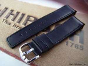 HIRSCH MOBILE 20mm BLACK CURVED END LEATHER WATCH STRAP  