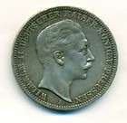1910 A Prussia 3 Marks German State Silver Coin Wilhelm II XF 