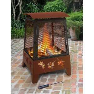  Haywood Fire Pit w/ Decorative Tree Leaves Cutouts Patio 