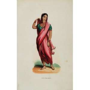   Hindustani Hindu Woman India Sari   Hand Colored Print