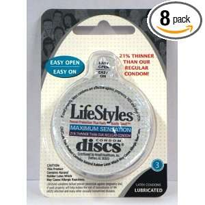 LifeStyles Maximum Sensation Lubricated Condom Discs, 3/Pack (Pack of 