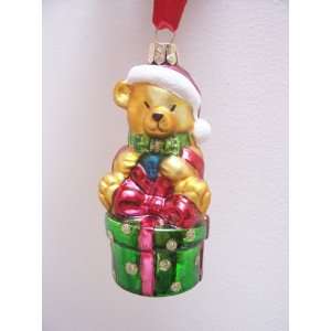 Waterford Holiday Heirlooms Teddy on a Gift Ornament