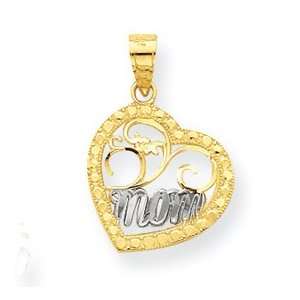  10k & Rhodium Mom Heart Charm Jewelry