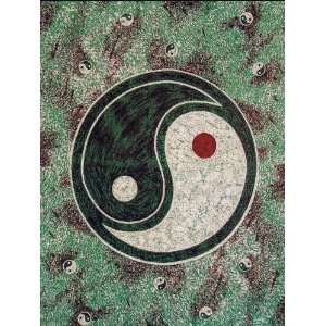   ~ Green and Red Ying Yang ~ Approx 5 x 7.5 Ft