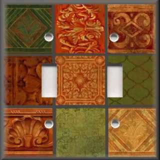   Switch Plate Cover   Tuscan Tile Mosaic   Green Orange Golden Hues