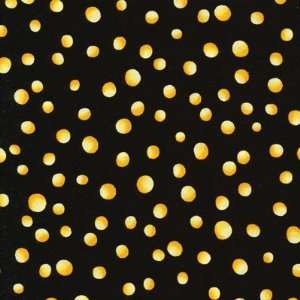  Gold dotted black quilt fabric by Benartex 2525 30: Arts 