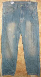 this is a pair of men s ecko unltd 1972 baggy fit distressed jeans 