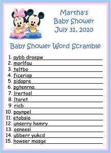 Baby Mickey/Minnie Word Scramble Baby Shower Games  