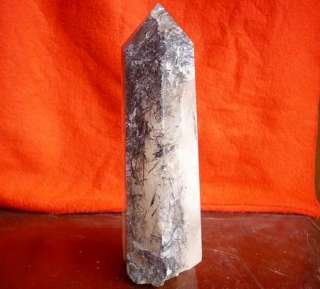   natural BLACK TOURMALINE Inclusion quartz crystal point healing