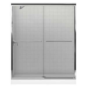   Glass Bypass Shower Door with Rhapsody Glass, Bright Polished Silver