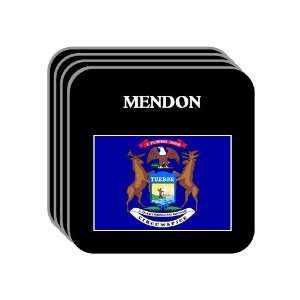US State Flag   MENDON, Michigan (MI) Set of 4 Mini Mousepad Coasters