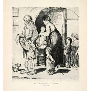 1919 Halftone Print Mendiant Vielle Beggar Instrument Child French 
