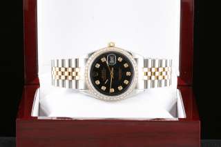 Mens Rolex Black Diamond Dial Datejust Watch  