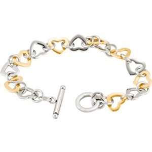  Stainless Steel Gold Immerse Plating Heart Link Bracelet 