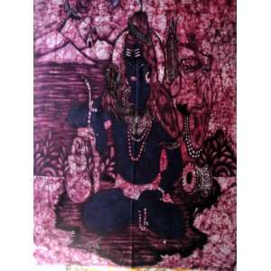 Lord Shiva Meditation Yoga Batik Painting Cotton Wall Decor Hanging 44 