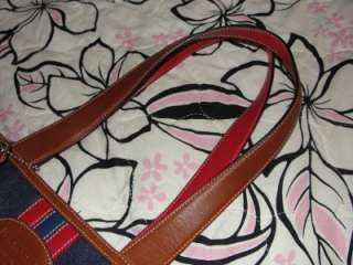 COACH Denim red blue leather striped handbag tote purse *RARE* 6866 