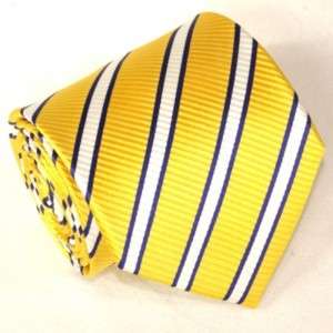 254/ New Yellow, Navy & White Paul Malone Silk Necktie  