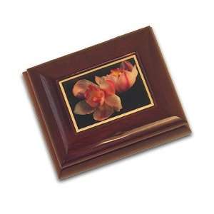  White and Pink Orchid Flower Portrayed On Music Box with 