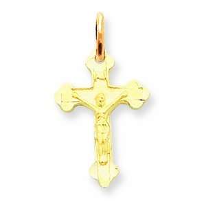  14k Inri Diamond  Cut Crucifix Charm Jewelry