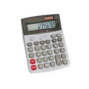   calculator features double memory function, markup key and correct