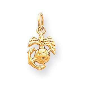  U.S. Marine Corps 3/8in Charm   14k Yellow Gold Jewelry