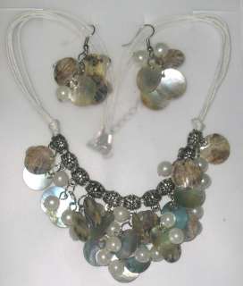 Natural Shell beads Necklace and Earring New 18  