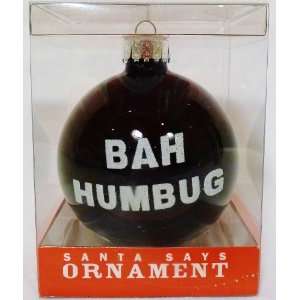 Macys Holiday Lane Bah Humbug Black Glass Ball Christmas Ornament