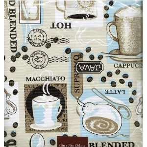  Vinyl Tablecloth 52 X 70 Oblong Coffee Break with House 