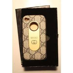 De Luxe Beige Faux Leather iPhone 4 Hard Back Case Cover