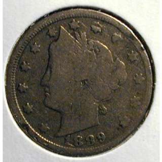 Liberty Head Nickel 1889.GradeGood+.*Problemdigs;nicks;cleaned.