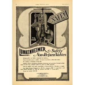  1924 Ad Lunkenheimer Safety Non Return Valves Iron OH 