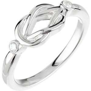  Platinum Diamond Love Knot Ring   0.06 Ct.: Jewelry