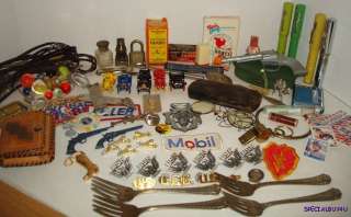 Vintage Antique JUNK DRAWER Smalls Lot Military Jewelry Toy Patch MORE 