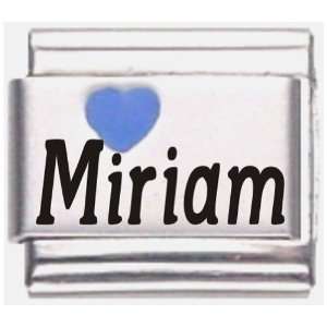    Miriam Dark Blue Heart Laser Name Italian Charm Link Jewelry