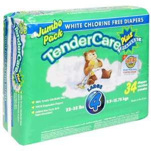 TenderCare White Chlorine Free Plus Diapers, Jumbo Pack, Large, Size 4 
