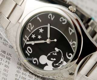 Men Boy Black Stainless Steel Quartz Wrist Watch *36  