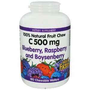 Natural Factors   100% Natural Fruit Chew C Blue/Rasp/Boynsenberry 500 