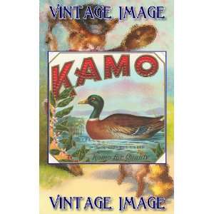   inch x 1.5 inch (6.35 x 3.8cm) Gloss Stickers Bird Kamo Vintage Image