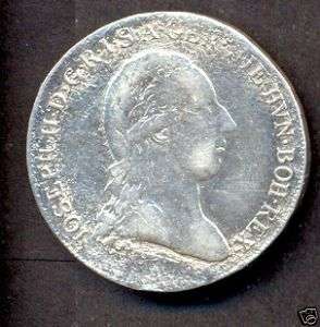 AUSTRIA HOLLAND SILVER COIN, 1/2 KRON,1789,F$125  