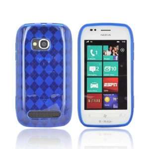  For Nokia Lumia 710 Argyle Blue TPU Crystal Silicone Skin 