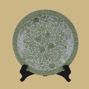  PORCELAIN LENON GREEN PLATE WITH BASE