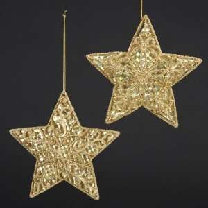   Glittered Laser Foil Star Christmas Ornaments 4.5 Home & Kitchen